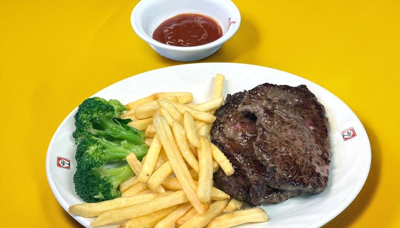 12oz Ribeye Steak W. French Fried & Brocolli — Hong Kong Kitchen