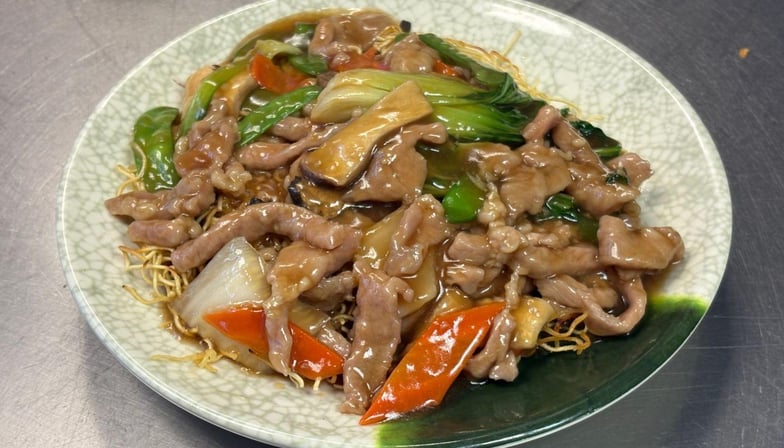 Pan Fried Noodle W. Pork — Hong Kong Kitchen